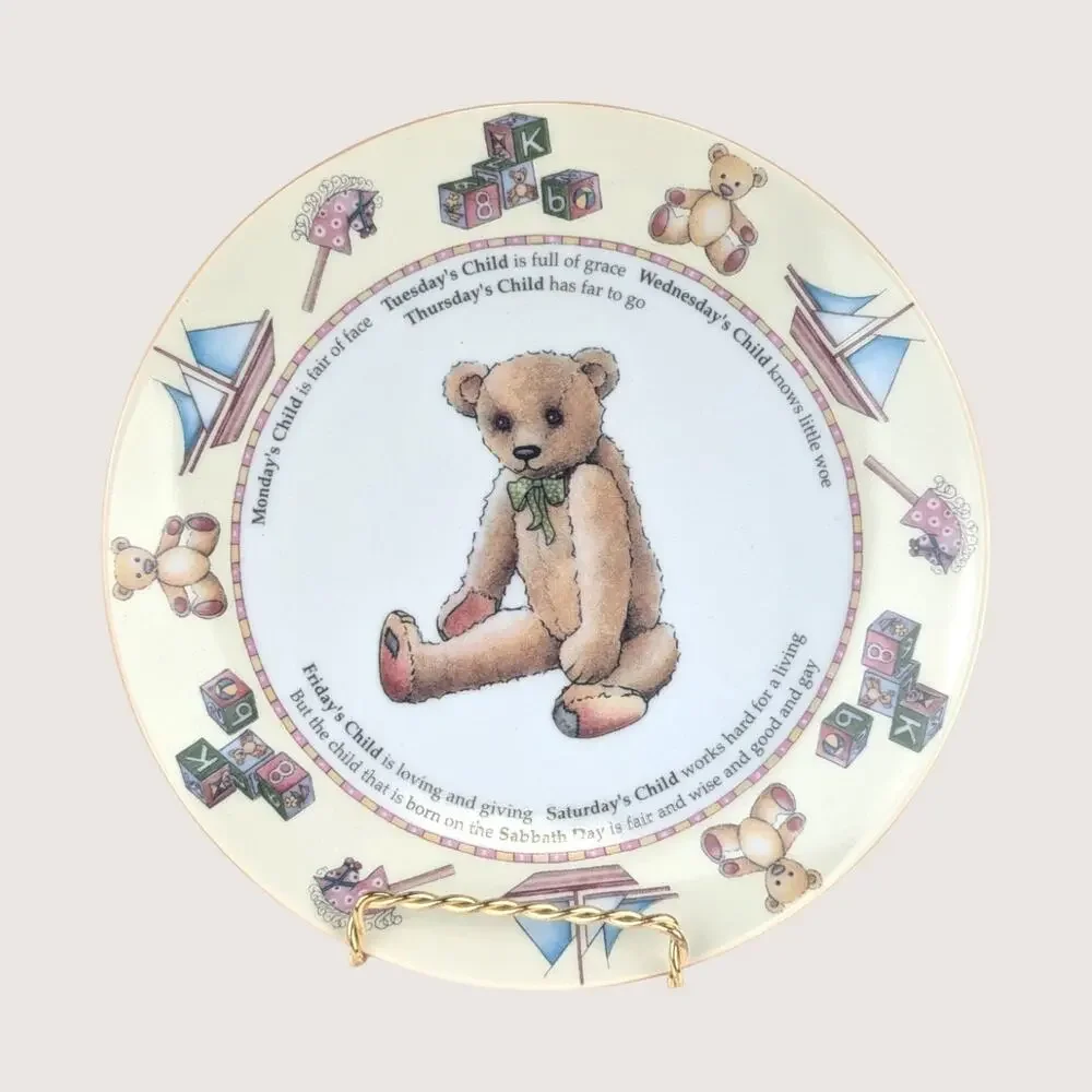 Vintage Royal Worcester Days of the Week 3 Piece Child's Porcelain Set